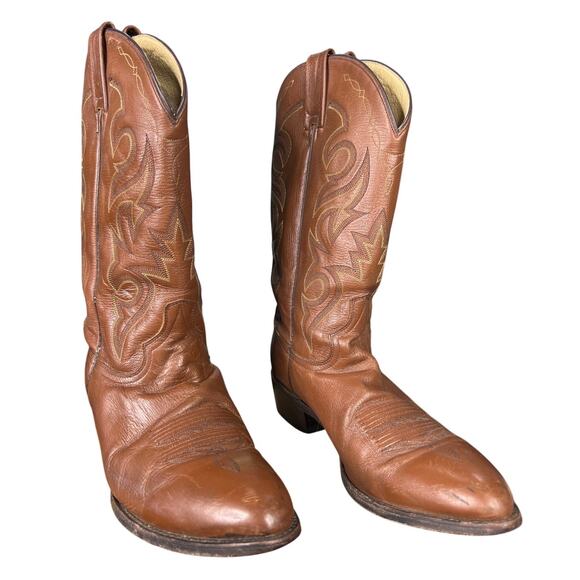 Vintage Dan Post Men’s Brown Leather Western Cowboy Boots Size US 12 D